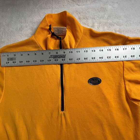 REI Mens Orange Cycling Jersey Pullover Jacket Medium 1/4 Zip Back Pocket USA - Picture 7 of 9